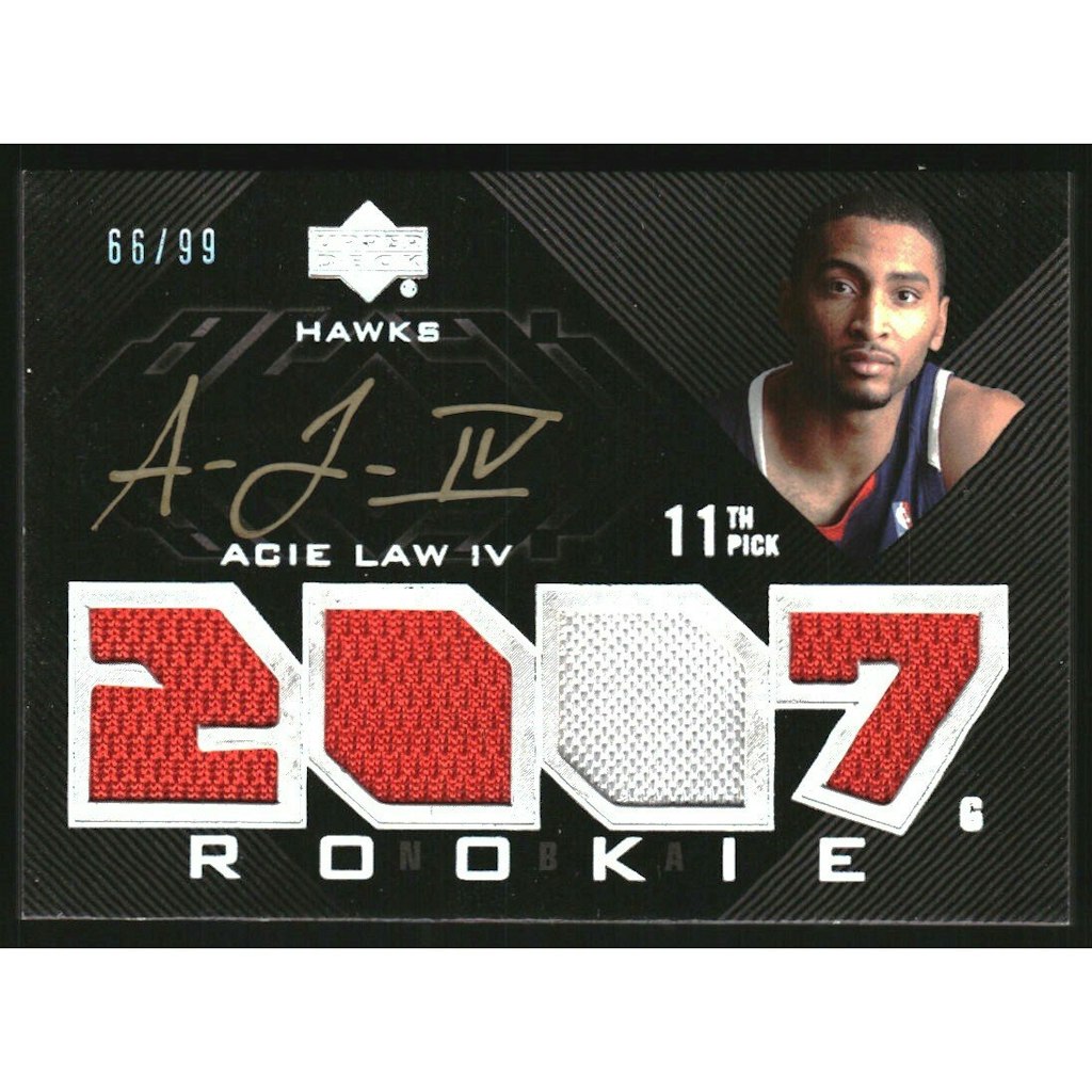 2007-08 Upper Deck Black Acie Law Rookie Jersey Autograph Card: $15 2007-08 Upper Deck Black Acie Law Rookie Jersey Autograph Card: $15