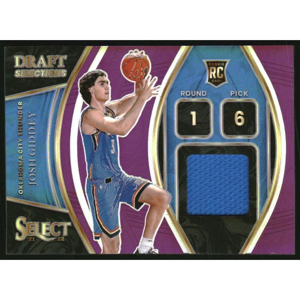 Josh Giddey 2021-22 Select Draft Selections Purple Prizm Memorabilia Card: $36 Josh Giddey 2021-22 Select Draft Selections Purple Prizm Memorabilia Card: $36