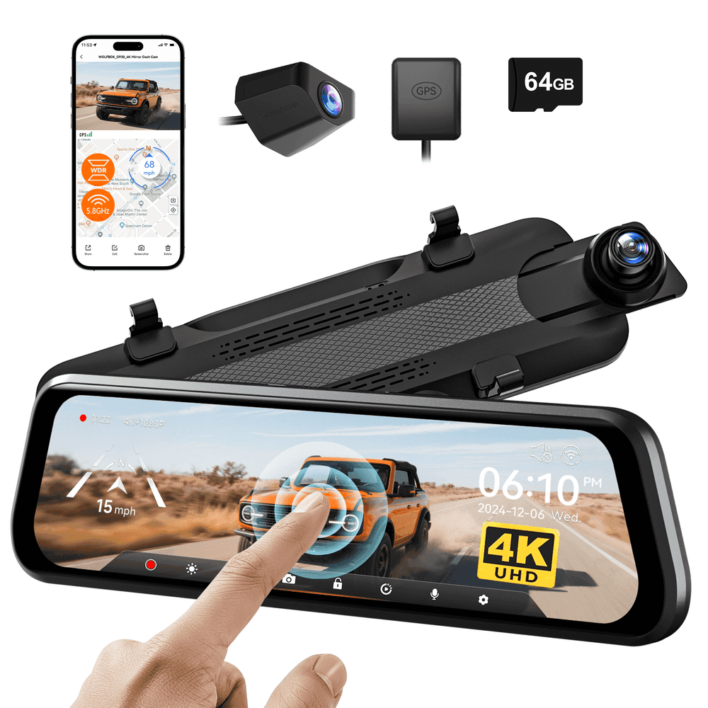 WolfBox 4K Dual Dashcam with 10-inch Touch Screen: $149.99