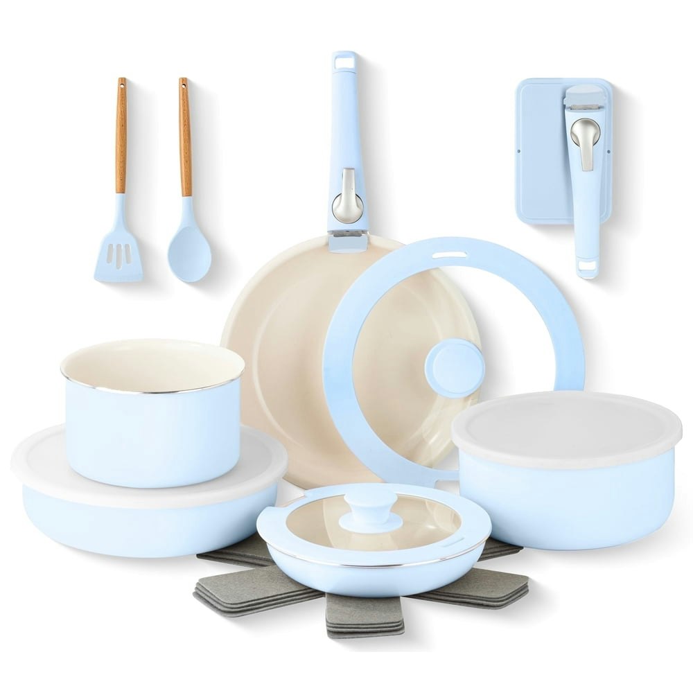Gotham Steel 18-Piece Nonstick Ceramic Cookware Set with Detachable Handles: $79.99