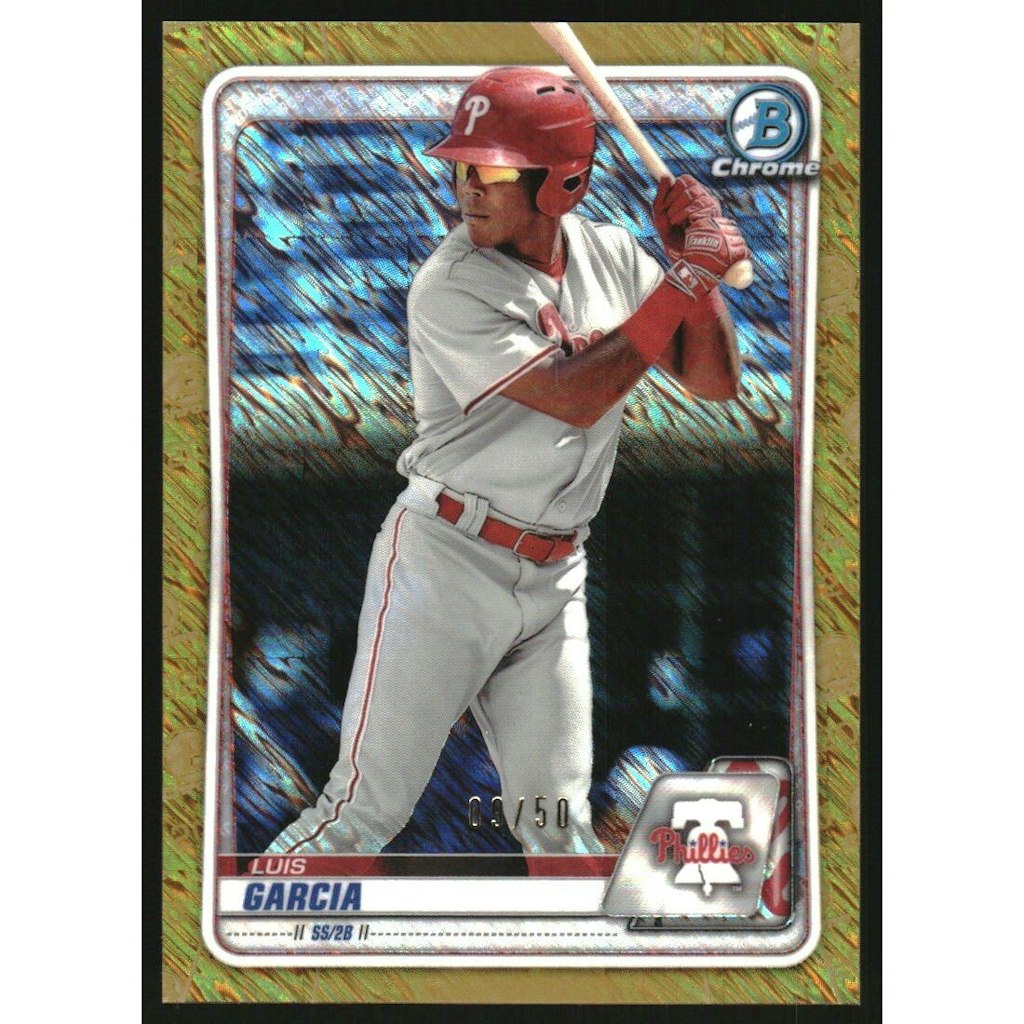 2020 Bowman Chrome Luis Garcia Gold Shimmer Refractor Trading Card: $10.80 2020 Bowman Chrome Luis Garcia Gold Shimmer Refractor Trading Card: $10.80
