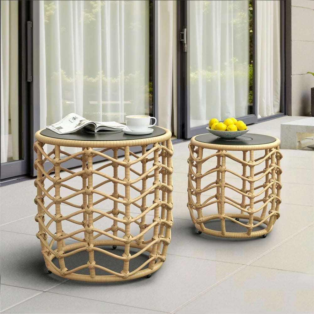 Everite Outdoor Wave Wicker End Table 2-Pack: $116.69
