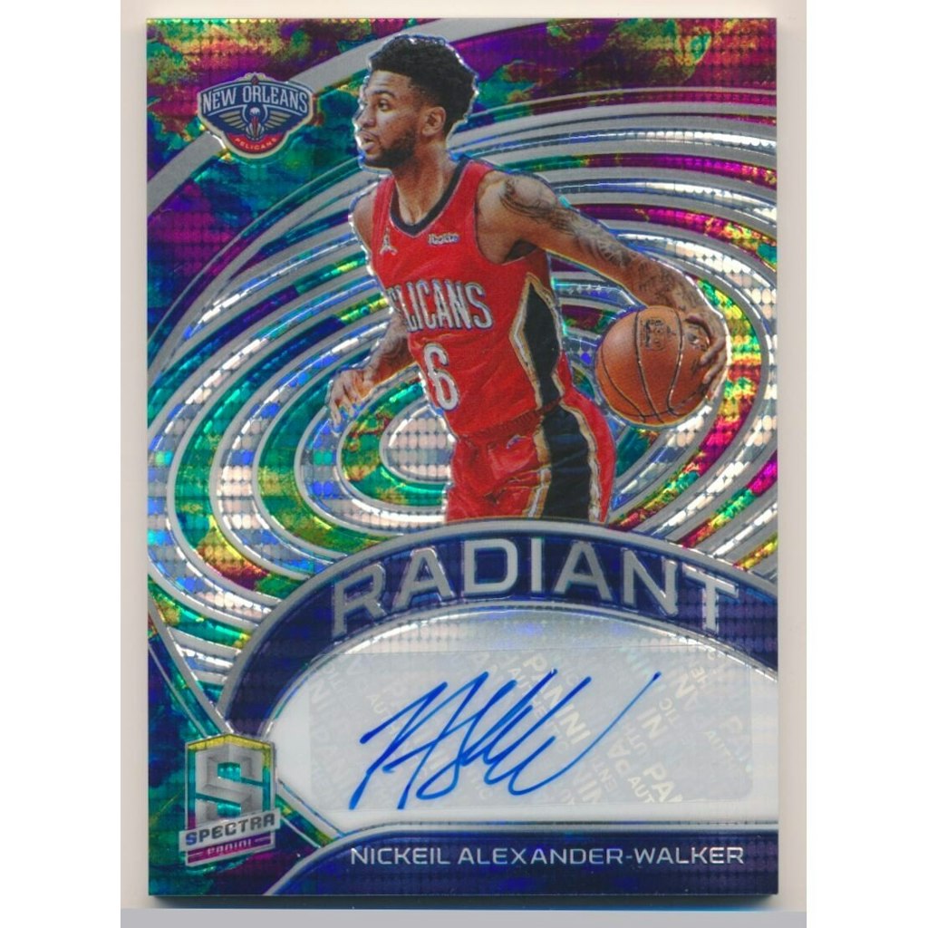 Nickeil Alexander-Walker 2020-21 Panini Spectra Radiant Signatures Celestial Trading Card: $36 Nickeil Alexander-Walker 2020-21 Panini Spectra Radiant Signatures Celestial Trading Card: $36