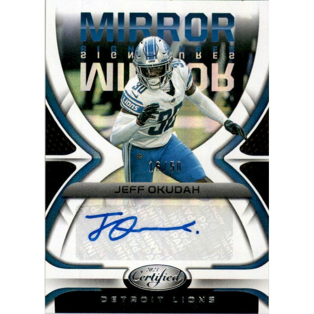 2021 Certified Jeff Okudah Mirror Signature Trading Card #46/50: $13.50 2021 Certified Jeff Okudah Mirror Signature Trading Card #46/50: $13.50