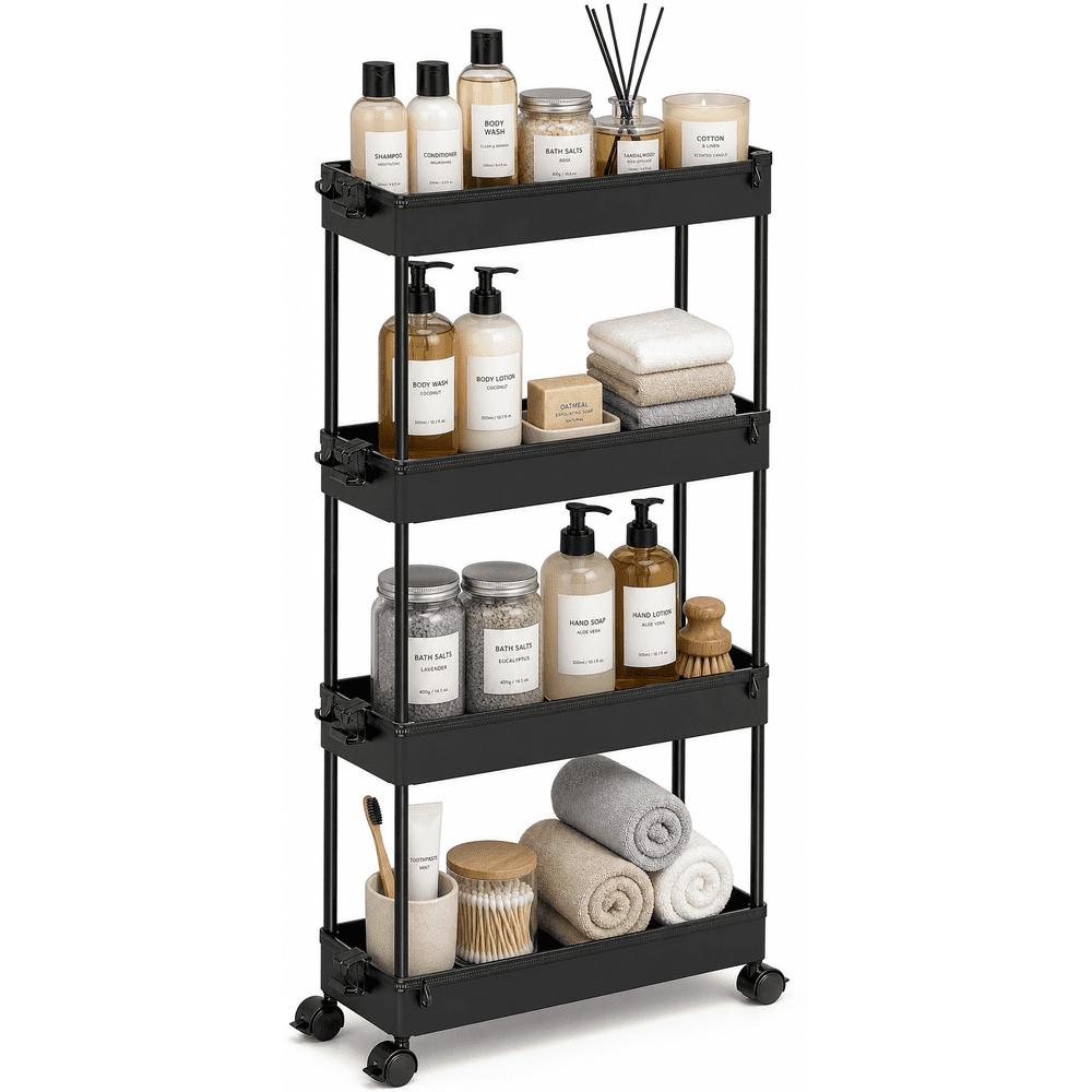 LLMRR 4-Tier Slim Rolling Storage Cart: $15.33 LLMRR 4-Tier Slim Rolling Storage Cart: $15.33