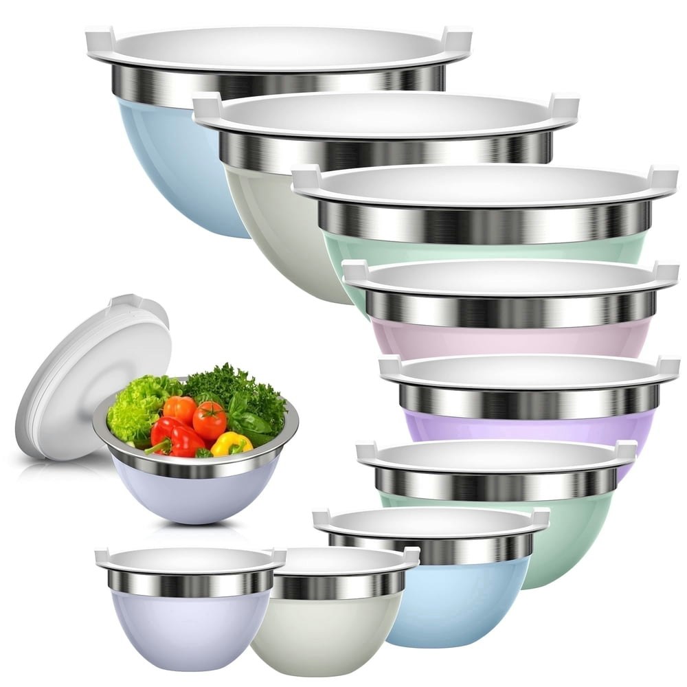 Laoyebaoho Stainless Steel Mixing Bowls with Lids 9-Piece Set: $28.49 Laoyebaoho Stainless Steel Mixing Bowls with Lids 9-Piece Set: $28.49