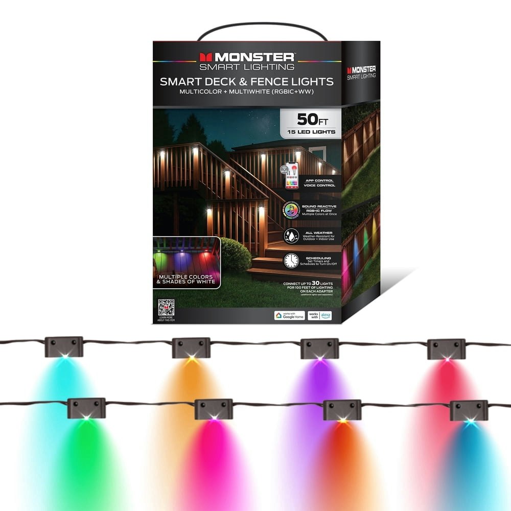 Monster 50-Foot RGBIC+WW Smart Deck and Fence Lights: $88 Monster 50-Foot RGBIC+WW Smart Deck and Fence Lights: $88