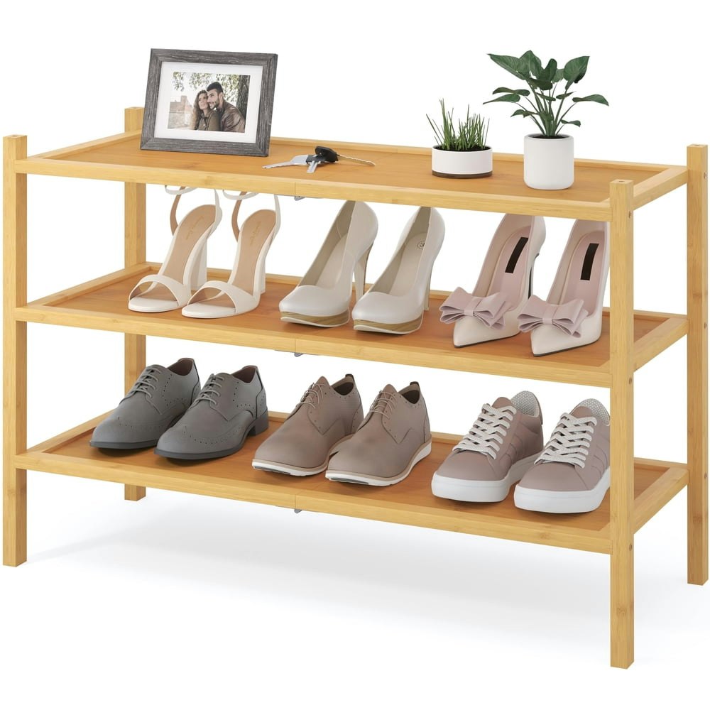 DecorUhome 3-Tier Bamboo Shoe Rack: $19.79 DecorUhome 3-Tier Bamboo Shoe Rack: $19.79