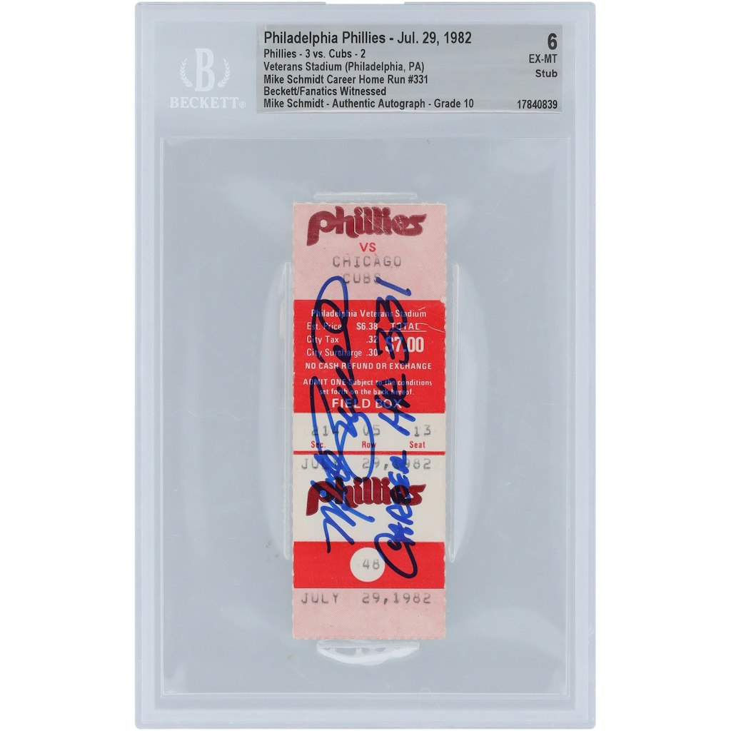Mike Schmidt Autographed April 5, 1989 Philadelphia Phillies Ticket: $799.99 Mike Schmidt Autographed April 5, 1989 Philadelphia Phillies Ticket: $799.99