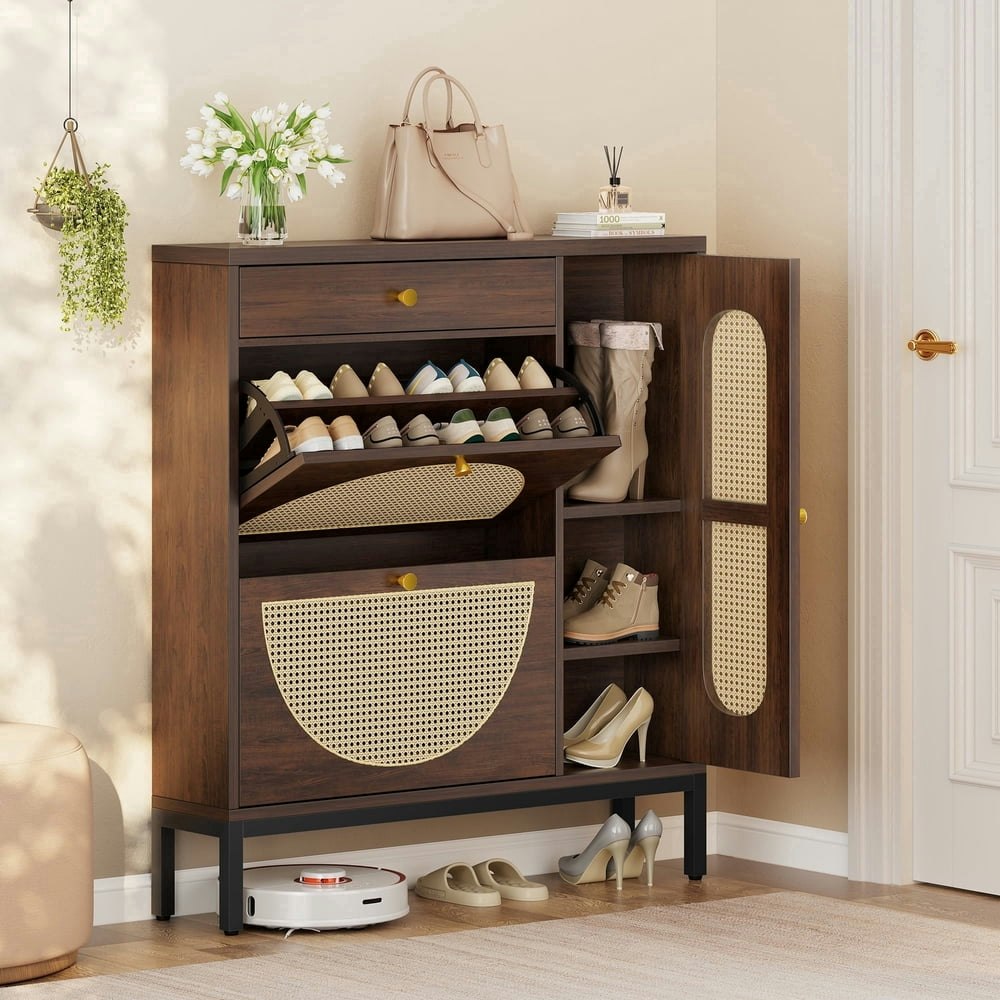 Biemlerfn Narrow Rattan Shoe Cabinet: $105.60 Biemlerfn Narrow Rattan Shoe Cabinet: $105.60