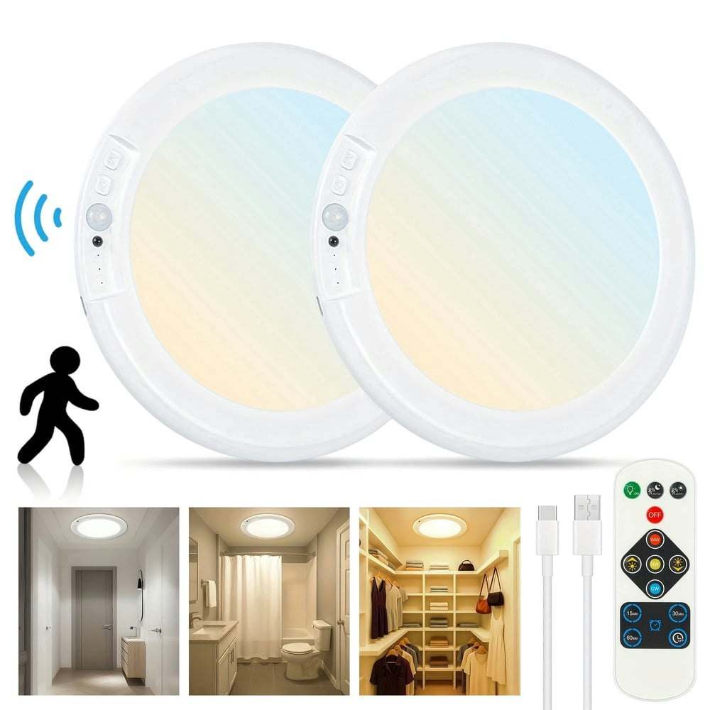 Wireless Motion Sensor Ceiling Light 2-Pack: $26.51