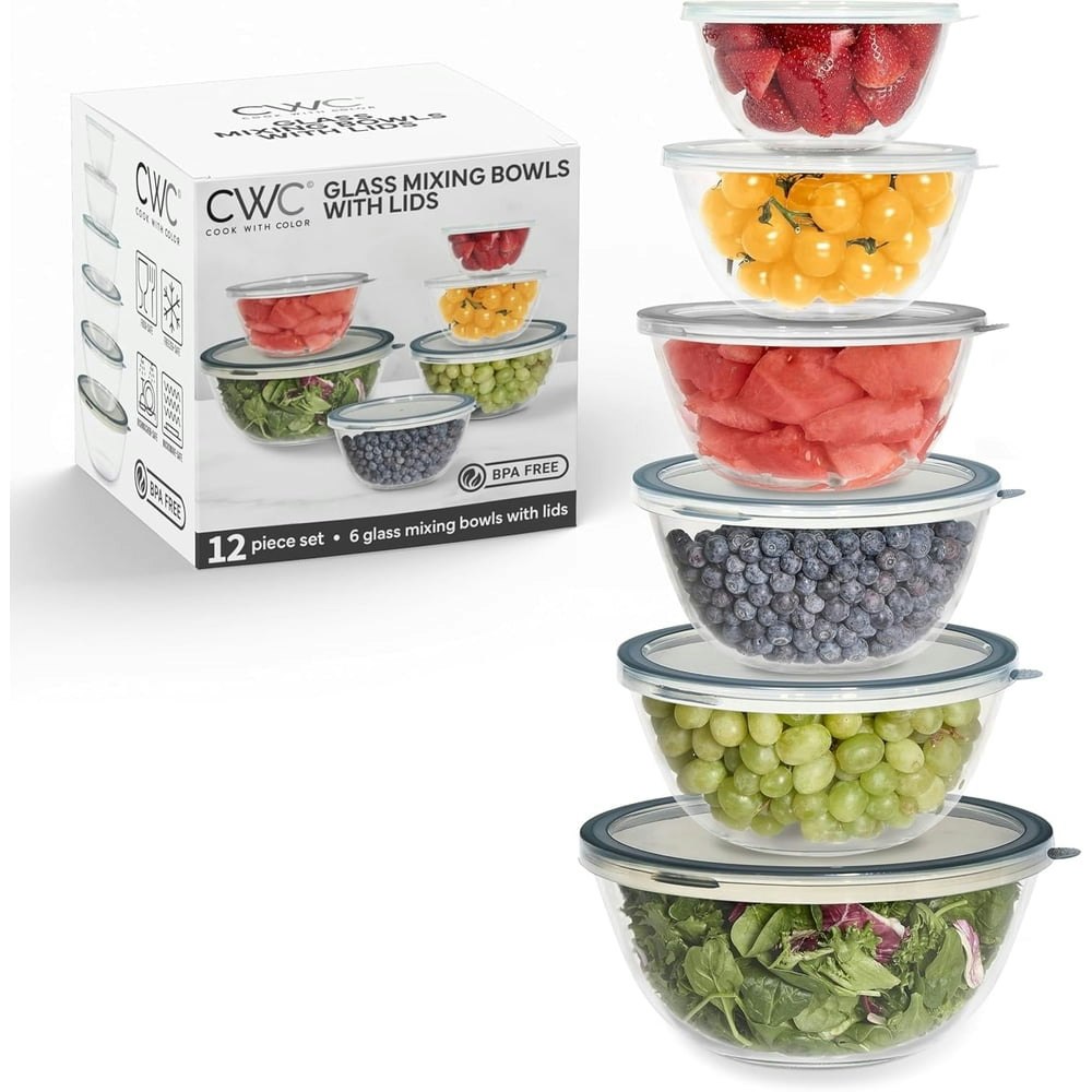 Cook With Color Glass Mixing Bowls with Lids 12-Piece Set: $30.48 Cook With Color Glass Mixing Bowls with Lids 12-Piece Set: $30.48