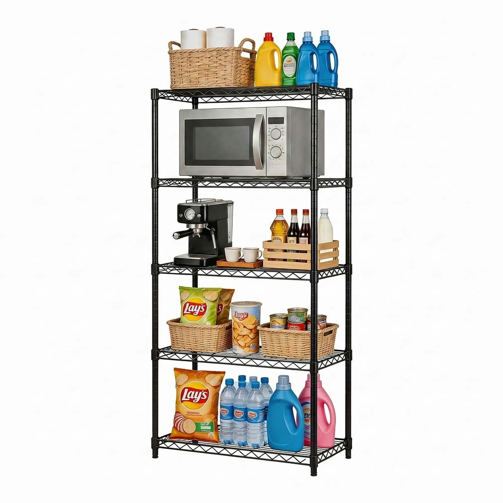Behome 5-Tier 21" x 11" x 59" Adjustable Metal Storage Shelving Unit: $28.99 Behome 5-Tier 21" x 11" x 59" Adjustable Metal Storage Shelving Unit: $28.99
