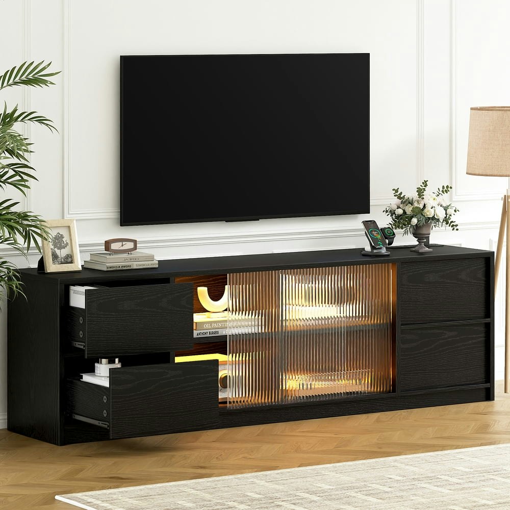 Gunaito 75-inch TV Stand with Drawers and LED Lights: $129.89 Gunaito 75-inch TV Stand with Drawers and LED Lights: $129.89