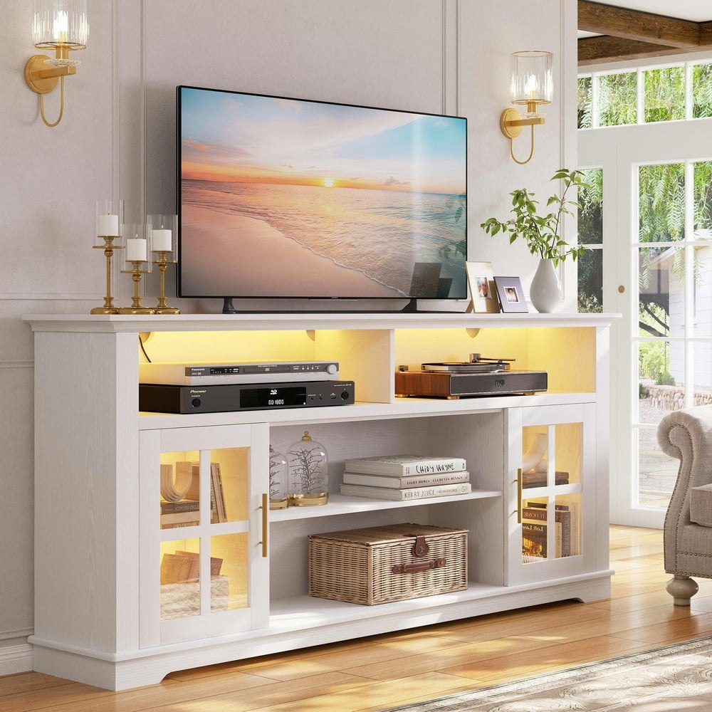 Paproos White 70-inch Modern Farmhouse LED TV Stand: $123.26 Paproos White 70-inch Modern Farmhouse LED TV Stand: $123.26