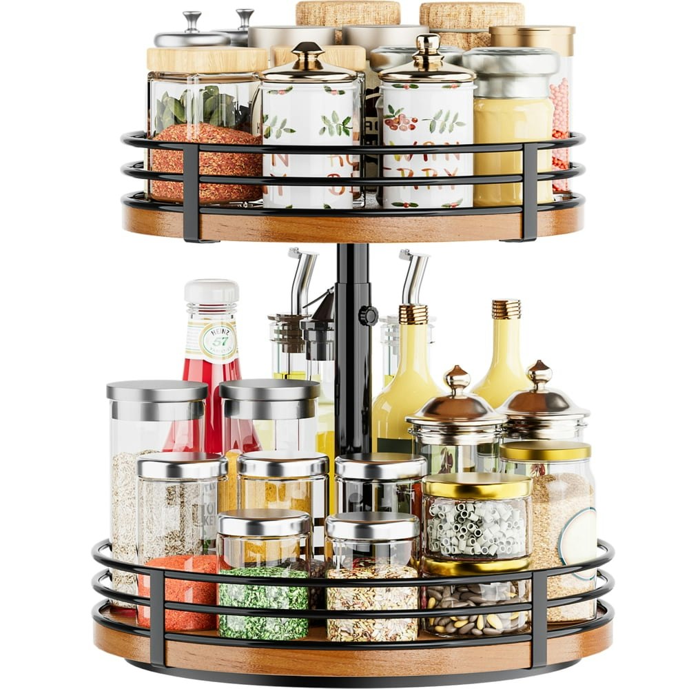 12-inch 2-Tier Wood Lazy Susan Turntable Spice Rack Organizer: $31.99 12-inch 2-Tier Wood Lazy Susan Turntable Spice Rack Organizer: $31.99