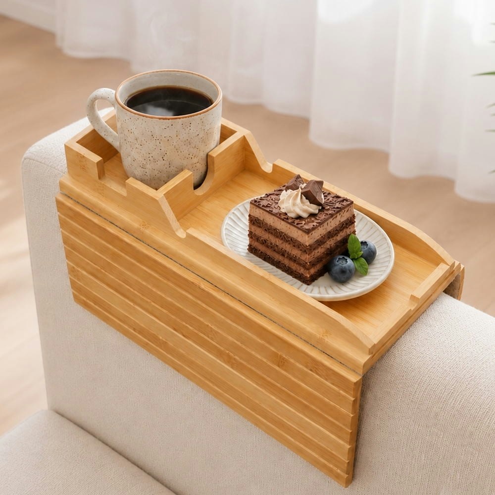 Topsome Foldable Couch Arm Cup Holder and Tray: $18.59 Topsome Foldable Couch Arm Cup Holder and Tray: $18.59