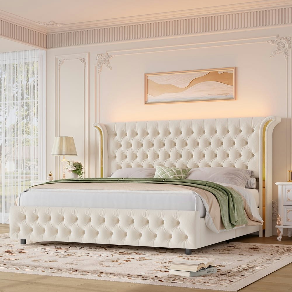 Hiphuta Full Velvet Upholstered Platform Bed Frame: $249.98 Hiphuta Full Velvet Upholstered Platform Bed Frame: $249.98
