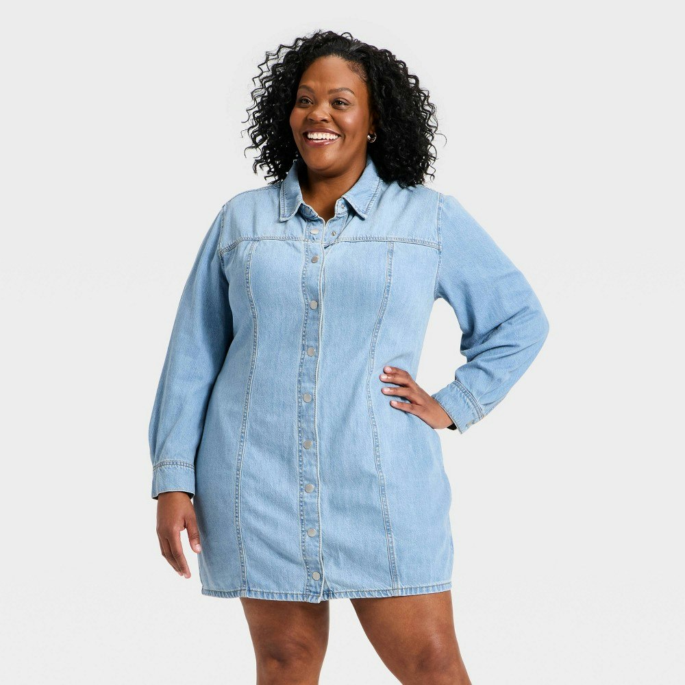 Women's Long Sleeve Mini Denim Shirtdress: $22.50 Women's Long Sleeve Mini Denim Shirtdress: $22.50