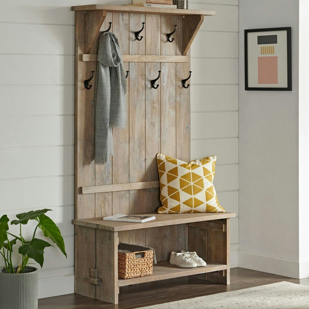 Alaterre Furniture 70-Inch Castleton Mango Wood Hall Tree: $468.99 Alaterre Furniture 70-Inch Castleton Mango Wood Hall Tree: $468.99