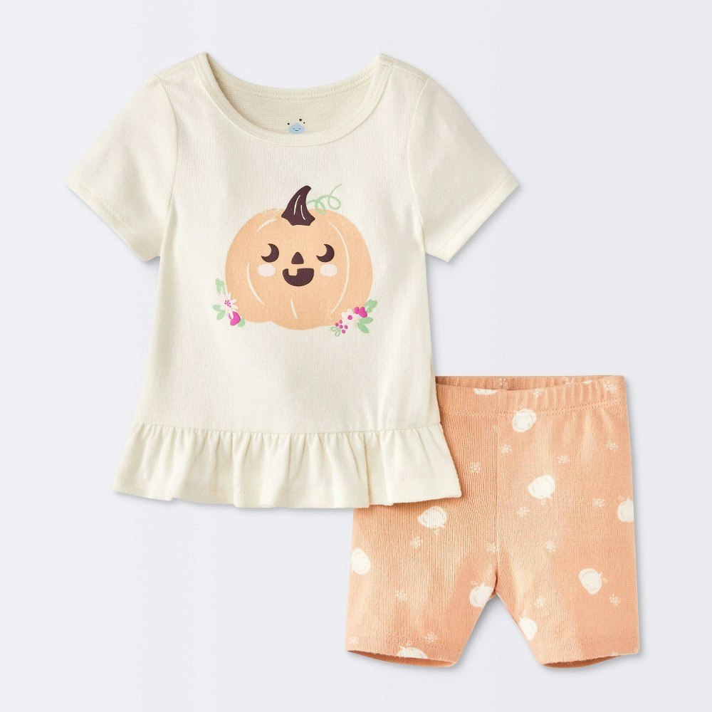 Baby Girls' Pumpkin Short Sleeve Shirt and Bike Short Set 18M: $12 Baby Girls' Pumpkin Short Sleeve Shirt and Bike Short Set 18M: $12