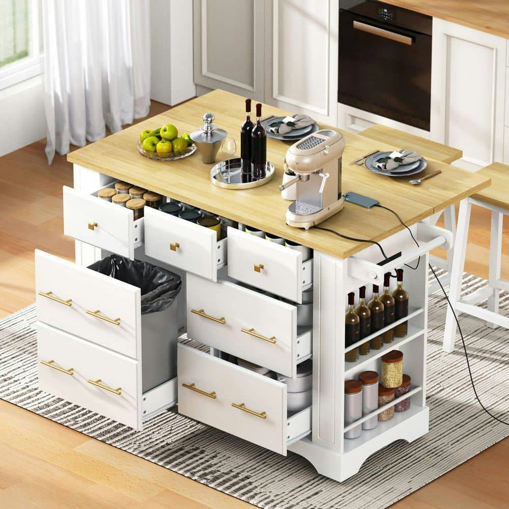 Farmhouse Rolling Kitchen Island with Power Outlet and Drop Leaf Table: $373.06 Farmhouse Rolling Kitchen Island with Power Outlet and Drop Leaf Table: $373.06