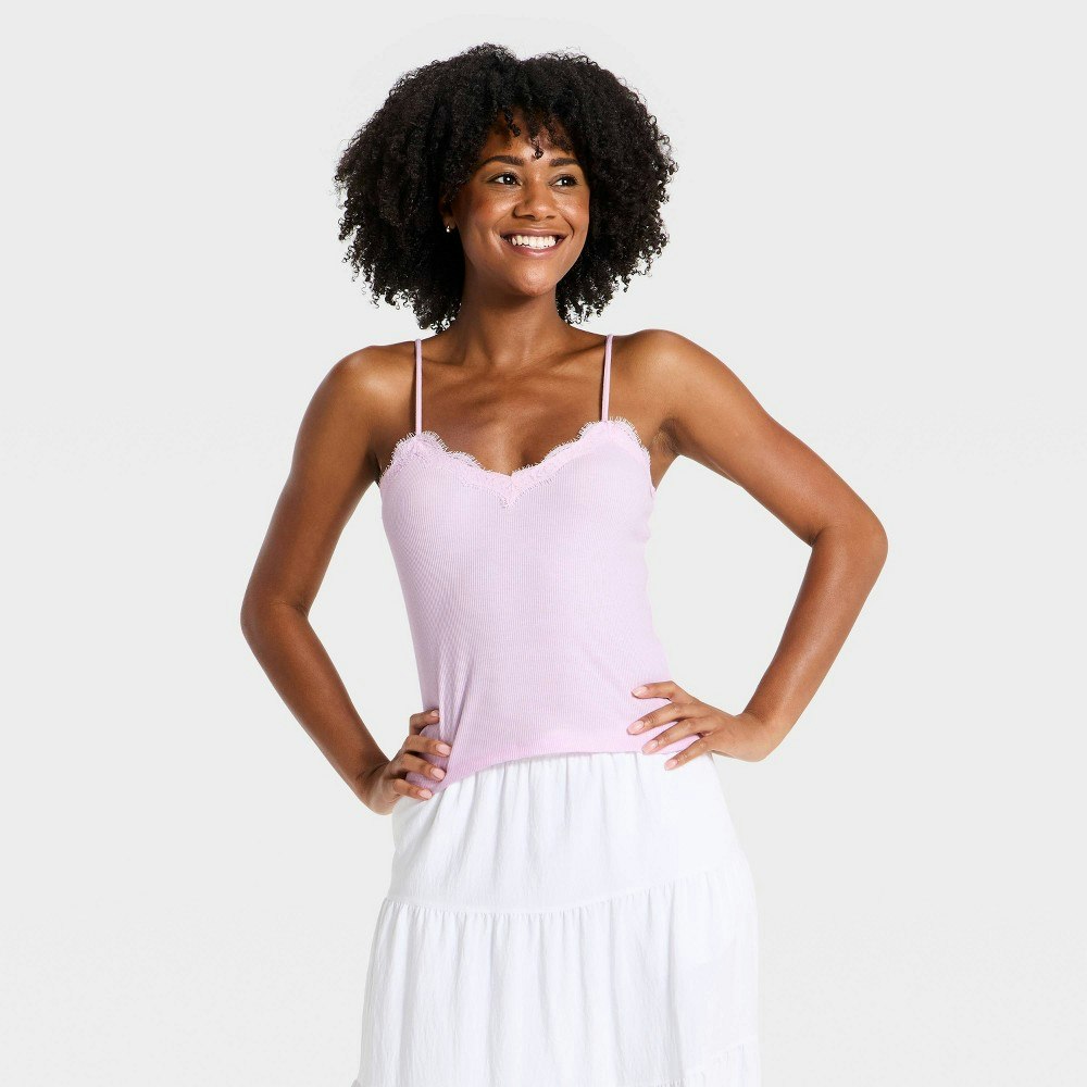 A New Day Women's Ribbed V-Neck Lace Cami Top: $12 A New Day Women's Ribbed V-Neck Lace Cami Top: $12