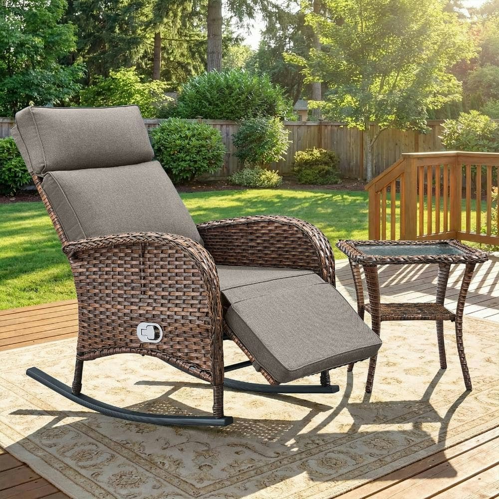 Rotavia Wicker Outdoor Rocker Recliner and Side Table 2-Piece Set: $294.99 Rotavia Wicker Outdoor Rocker Recliner and Side Table 2-Piece Set: $294.99