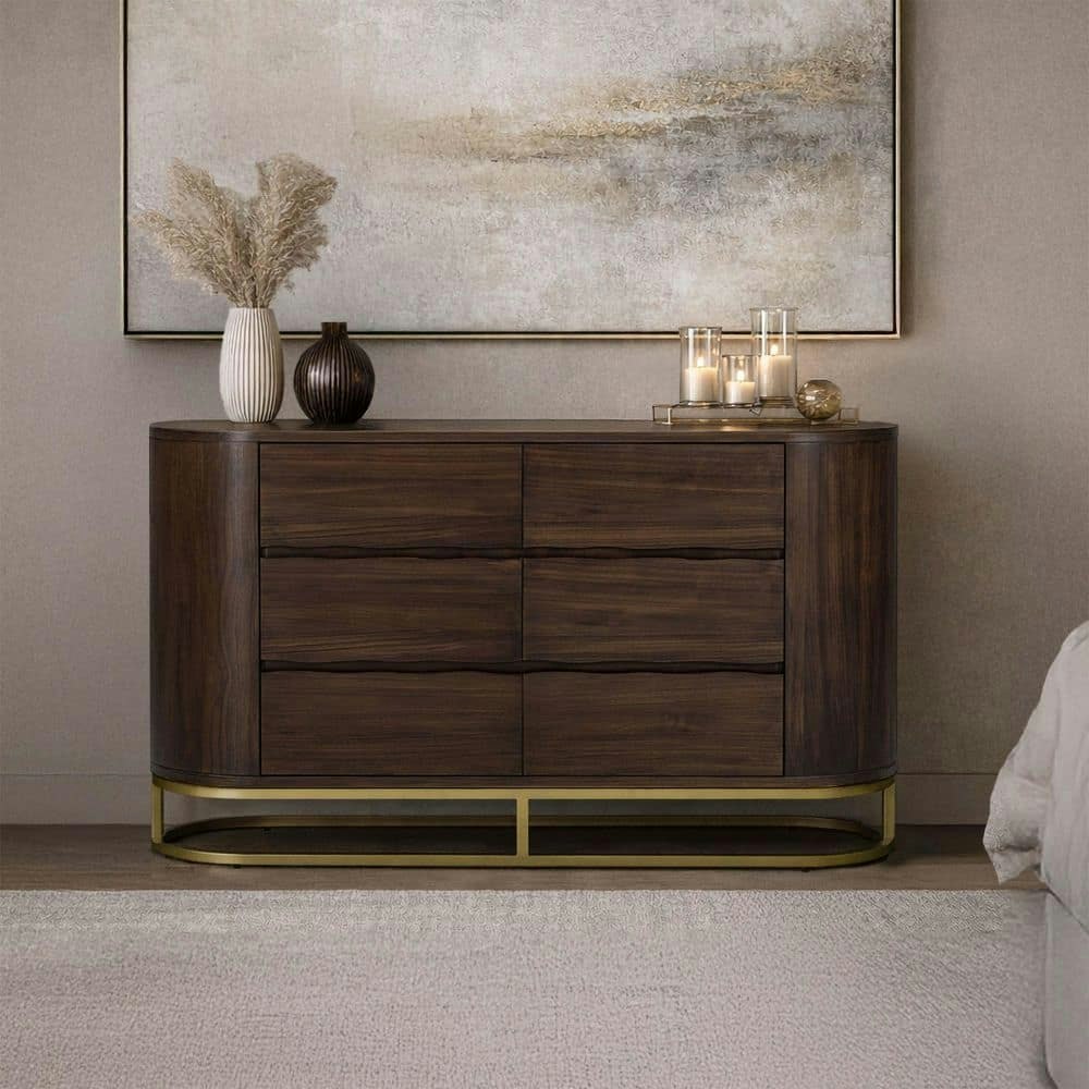 Seneca 55-inch 6-Drawer Walnut Wood Dresser: $729.99 Seneca 55-inch 6-Drawer Walnut Wood Dresser: $729.99