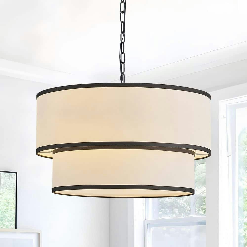 5-Light Matte Black Fabric Drum Chandelier: $200.44 5-Light Matte Black Fabric Drum Chandelier: $200.44