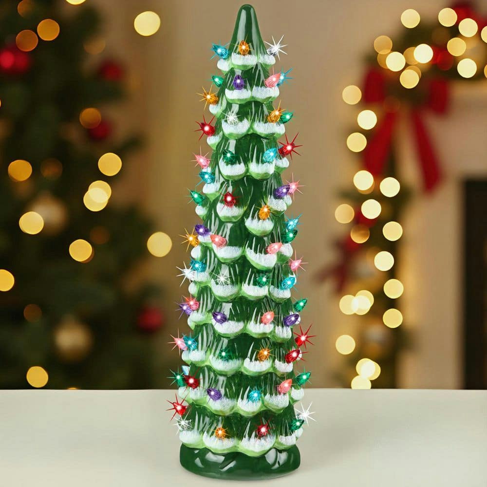 18-Inch Frosted Ceramic LED Artificial Christmas Tree: $79.98