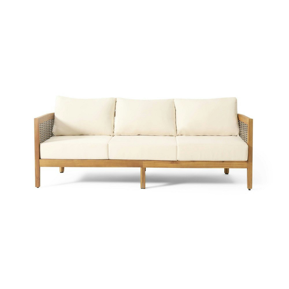 Christopher Knight Home Burchett 3-Seater Outdoor Wicker and Acacia Wood Sofa: $646.99 Christopher Knight Home Burchett 3-Seater Outdoor Wicker and Acacia Wood Sofa: $646.99