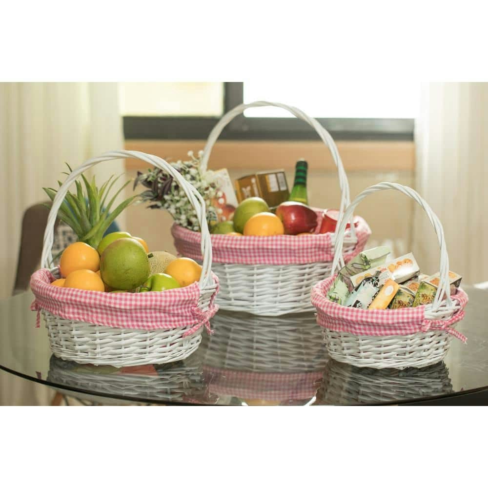 Willow Gift Basket with Gingham Liner 3-Pack: $65.77