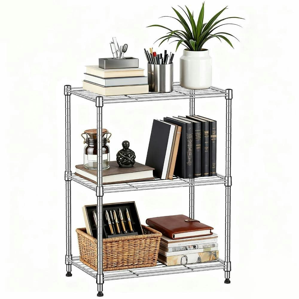 3-Shelf Metal Utility Wire Shelving Unit 18"W x 26"H x 12"D: $30