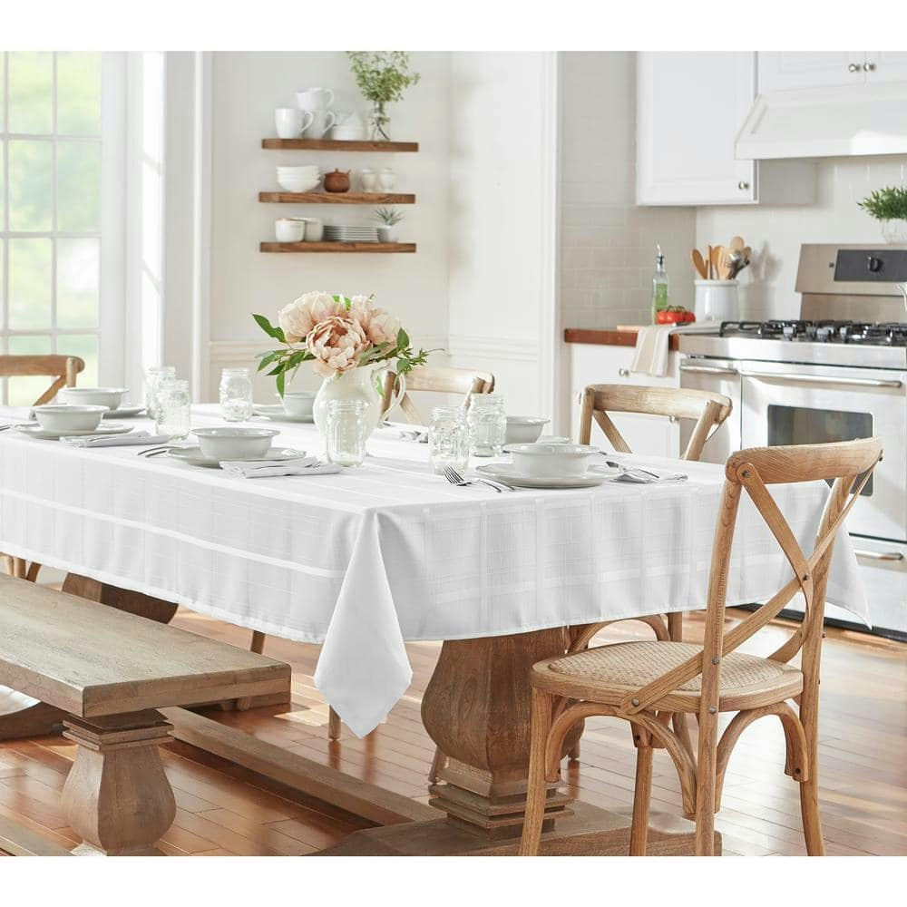 52x70-Inch White Elegance Plaid Damask Fabric Tablecloth: $22.97 52x70-Inch White Elegance Plaid Damask Fabric Tablecloth: $22.97