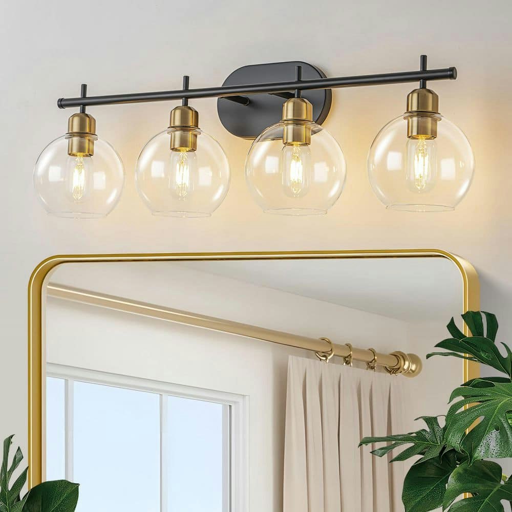 29.5-Inch 4-Light Black and Gold Vanity Light: $140.75 29.5-Inch 4-Light Black and Gold Vanity Light: $140.75