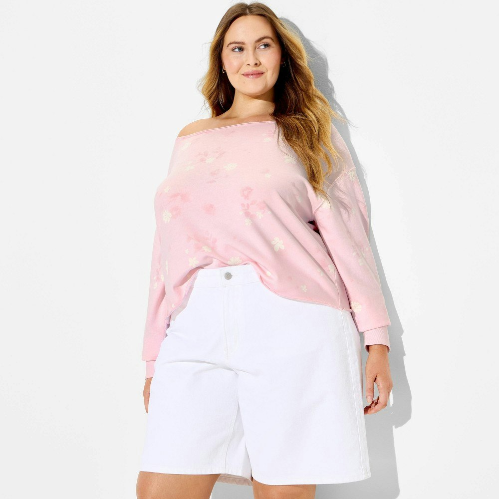 Wild Fable Women's Off-the-Shoulder Long Sleeve Floral Pullover Sweatshirt 4X: $30 Wild Fable Women's Off-the-Shoulder Long Sleeve Floral Pullover Sweatshirt 4X: $30