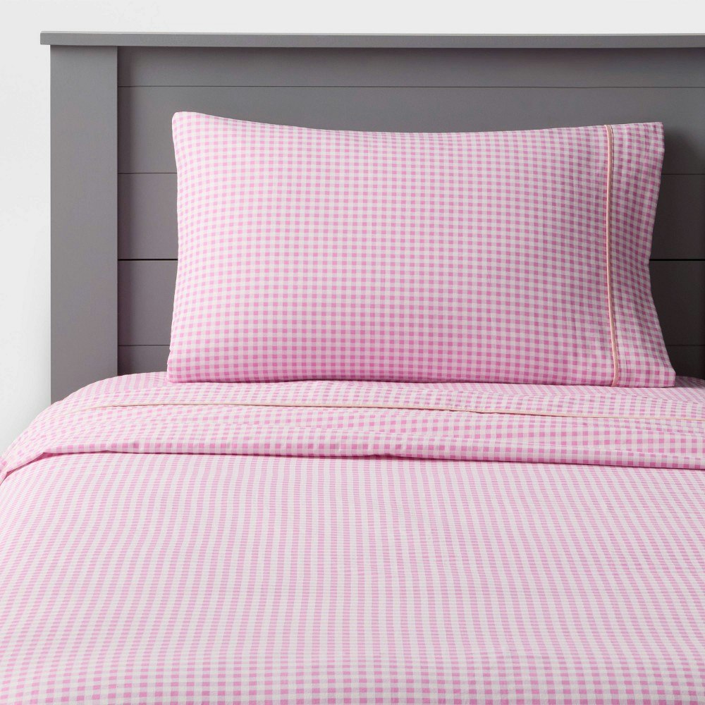 Pillowfort Kids' Gingham Cotton Sheet Set: $35 Pillowfort Kids' Gingham Cotton Sheet Set: $35