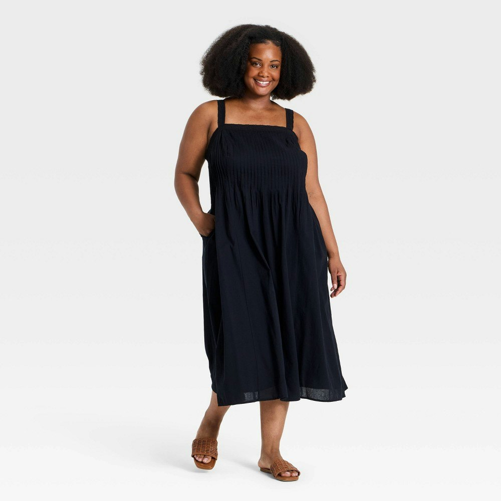 Ava & Viv Women's Embroidered Trim Midi Dress 1X: $45
