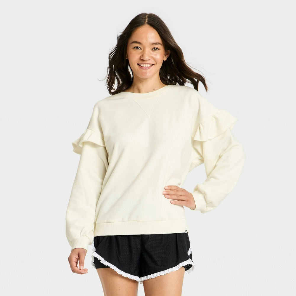 JoyLab Women's Ruffle Trim Crewneck Sweatshirt: $35 JoyLab Women's Ruffle Trim Crewneck Sweatshirt: $35