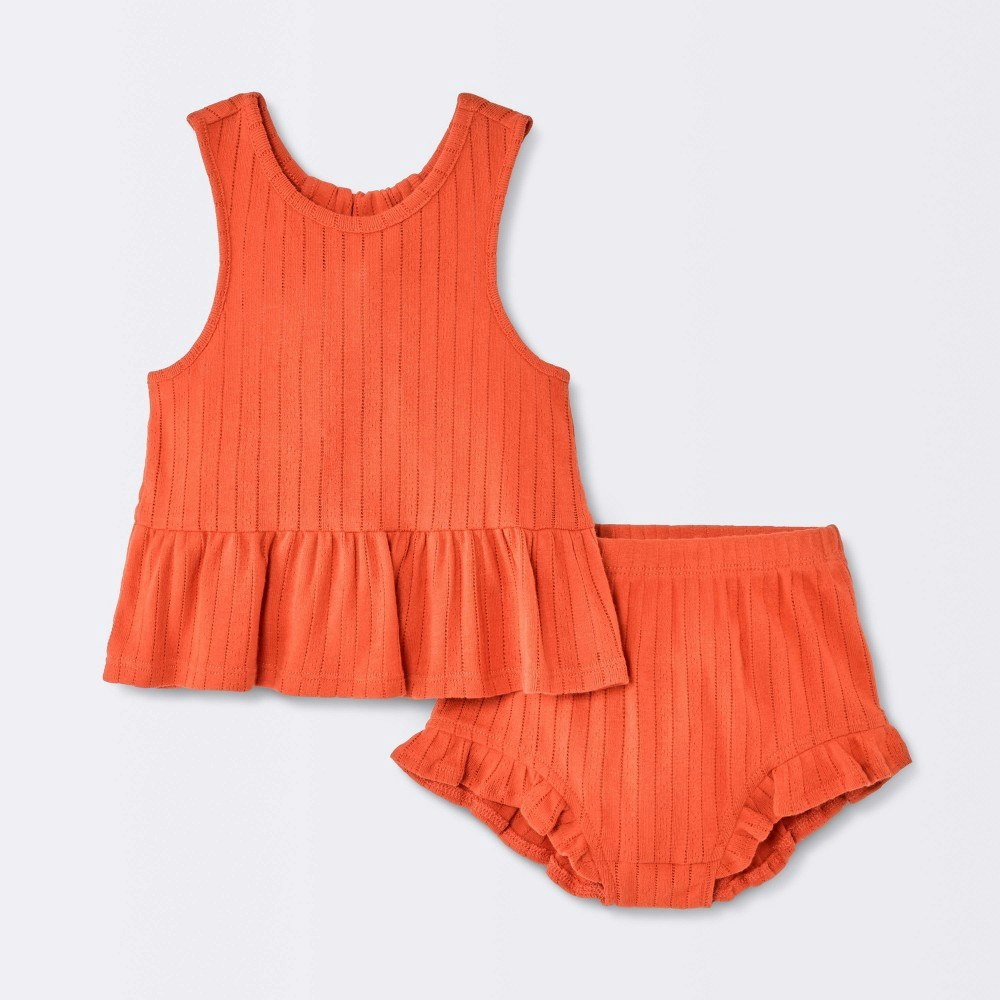 Baby Girls' 2-Piece Peplum Tank Top and Ruffle Shorts Set: $12 Baby Girls' 2-Piece Peplum Tank Top and Ruffle Shorts Set: $12