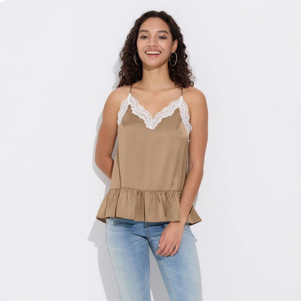 Wild Fable Women's V-Neck Lace Satin Peplum Cami: $28