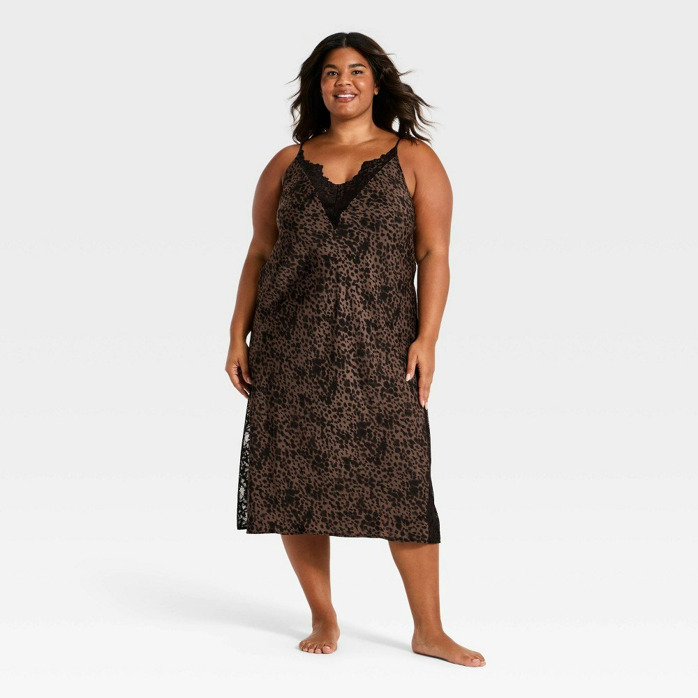 Auden Women's Lace Trim Satin Chemise 3X: $30 Auden Women's Lace Trim Satin Chemise 3X: $30