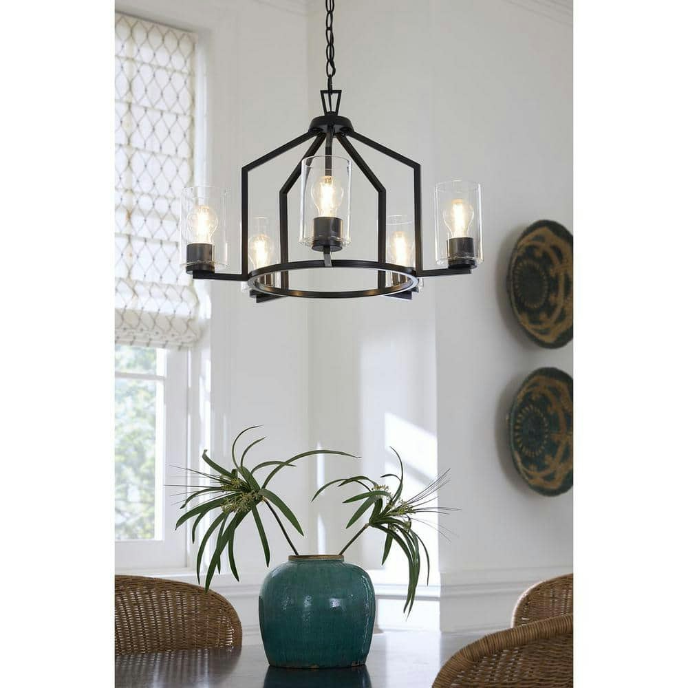 Goodwin 24-Inch 5-Light Matte Black Modern Farmhouse Chandelier: $234.84 Goodwin 24-Inch 5-Light Matte Black Modern Farmhouse Chandelier: $234.84