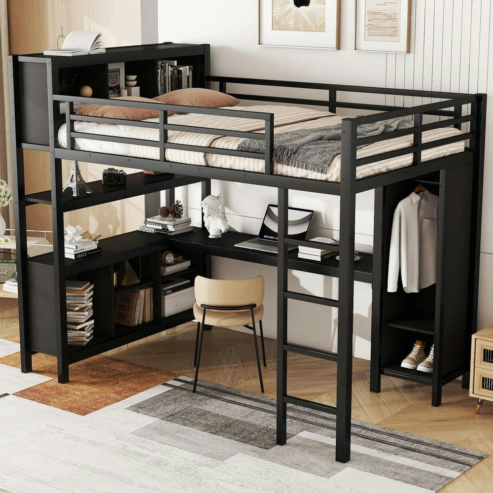 Full Metal Loft Bed with Desk, Wardrobe, and Storage Cubes: $521.48 Full Metal Loft Bed with Desk, Wardrobe, and Storage Cubes: $521.48