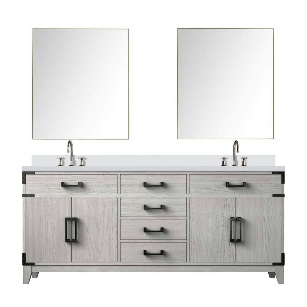 Fossa 72-Inch Double Bath Vanity with White Quartz Top, Faucets, and 34-Inch Mirrors: $4,488 Fossa 72-Inch Double Bath Vanity with White Quartz Top, Faucets, and 34-Inch Mirrors: $4,488