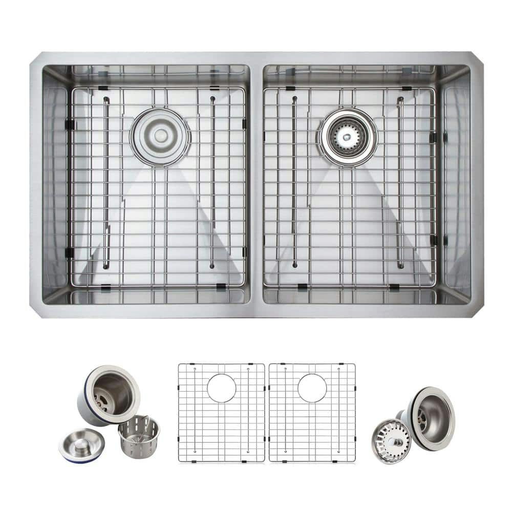 33-Inch Undermount 16-Gauge Double Bowl Stainless Steel Kitchen Sink: $363.27 33-Inch Undermount 16-Gauge Double Bowl Stainless Steel Kitchen Sink: $363.27