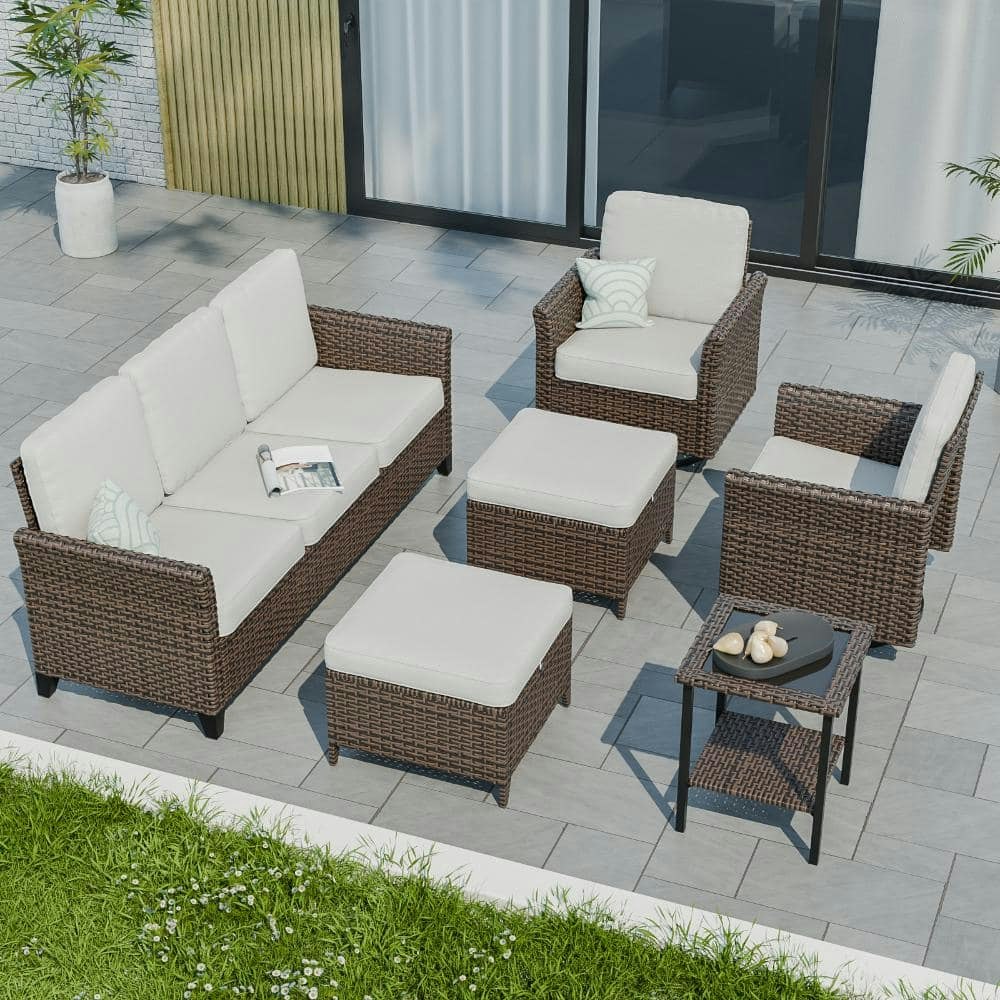 6-Piece Patio Wicker Conversation Furniture Set: $887.99