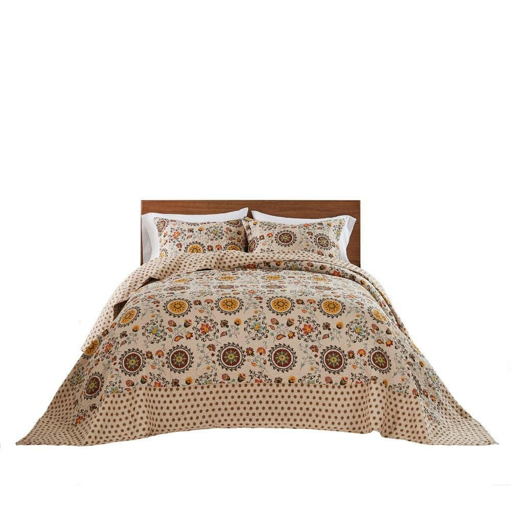 Andorra Floral 3-Piece Queen Cotton Quilt Set: $116 Andorra Floral 3-Piece Queen Cotton Quilt Set: $116