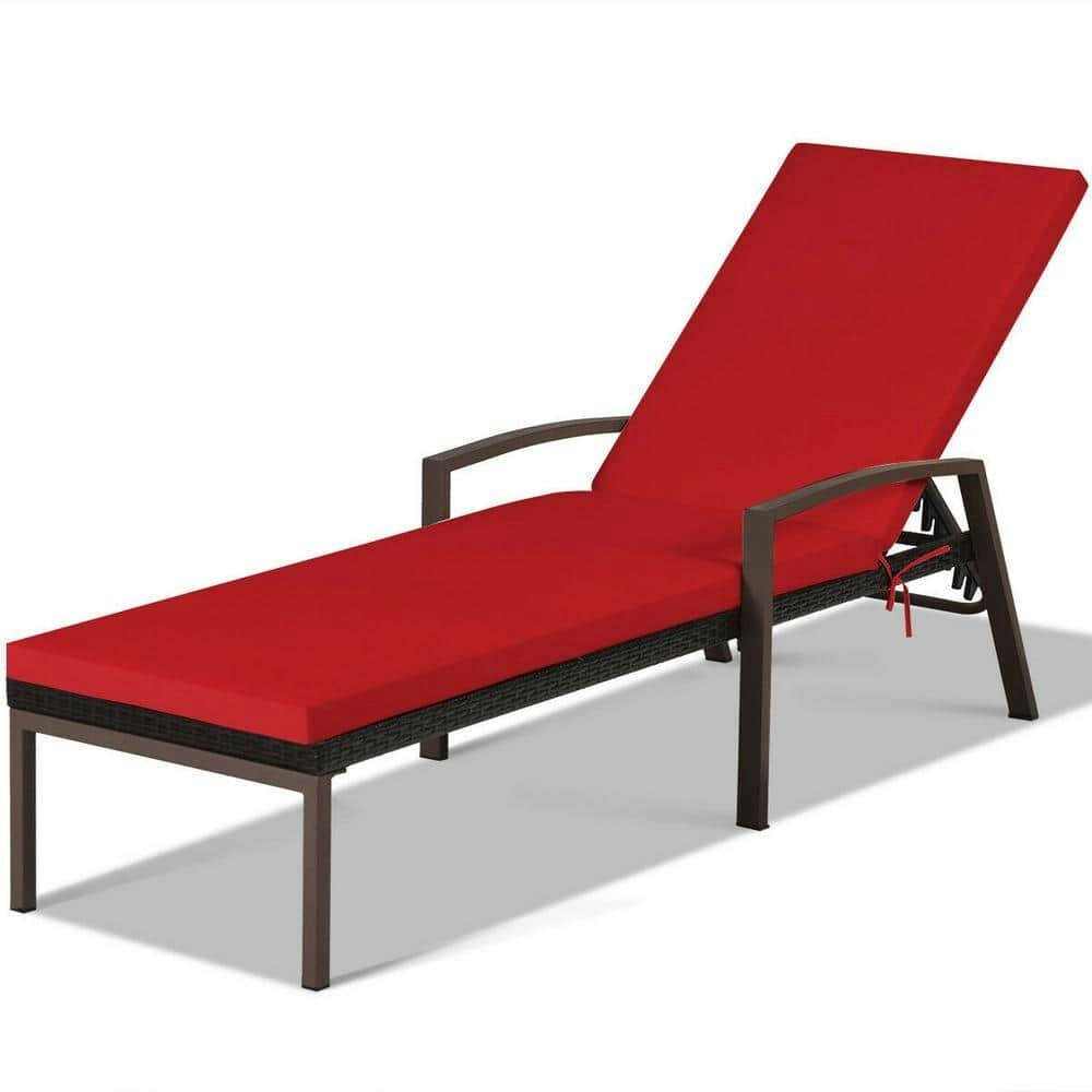 Metal Outdoor Chaise Lounge with Cushion: $241.28